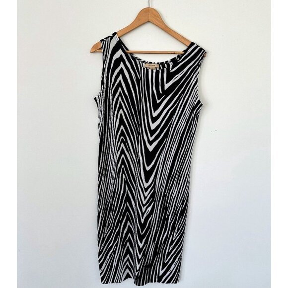 Plisse Medium Boxy Shift Dress Relaxed Fit Crinkle Stretch Accordion VTG 2000s - Picture 2 of 9